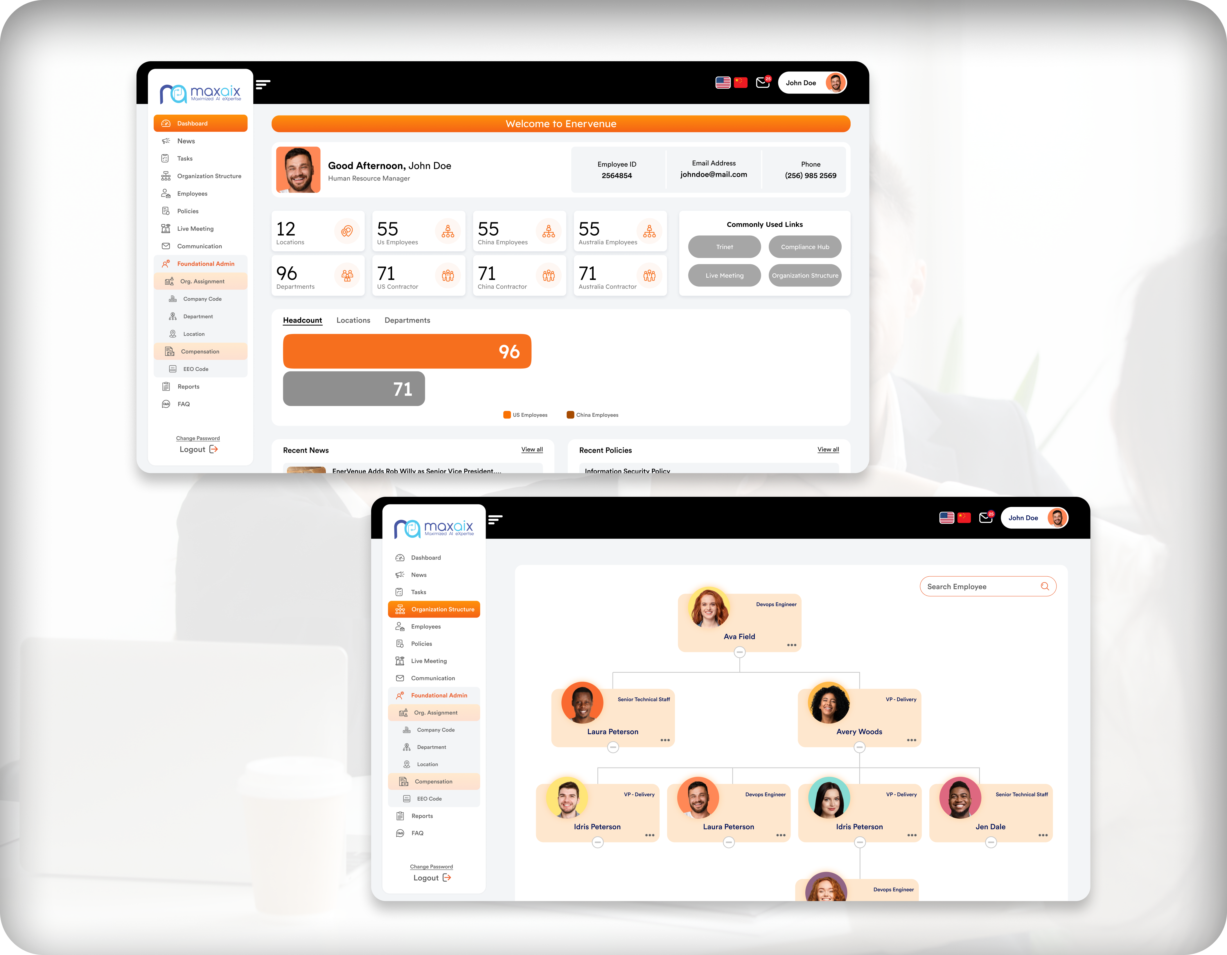 ENERVENUE HRIS Platform Dashboard